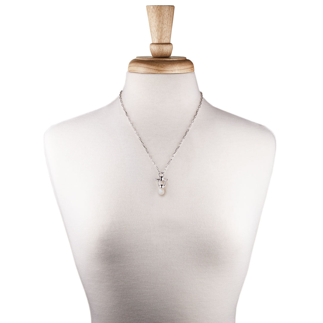 Urban Equestrian  Briolette - Moonstone Equestrian Horse Bit Necklace in Silver