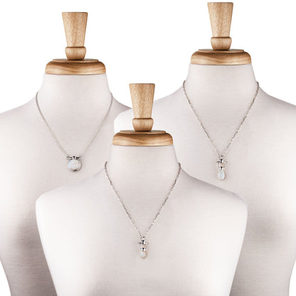 Urban Equestrian  Droplette - Moonstone Equestrian Horse Bit Necklace in Silver