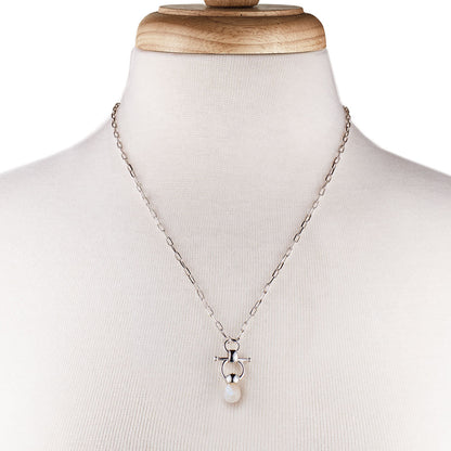 Urban Equestrian  Briolette - Moonstone Equestrian Horse Bit Necklace in Silver