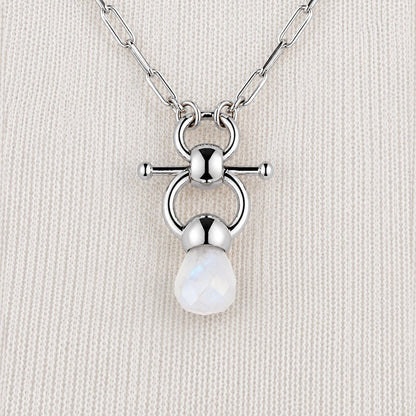 Urban Equestrian  Briolette - Moonstone Equestrian Horse Bit Necklace in Silver