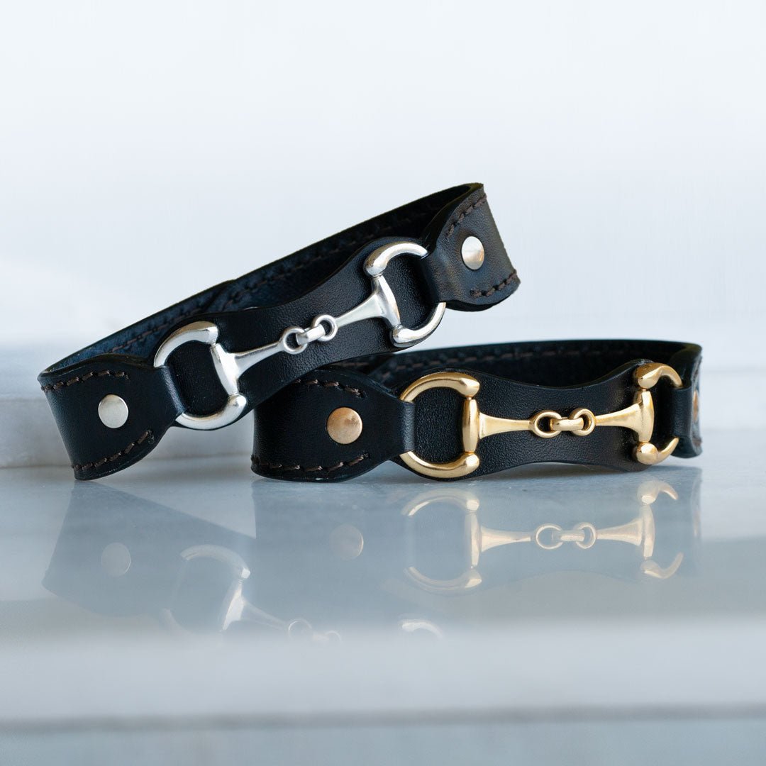 Urban Equestrian  Bronson - Equestrian Leather Horse Bit Bracelet in Gold