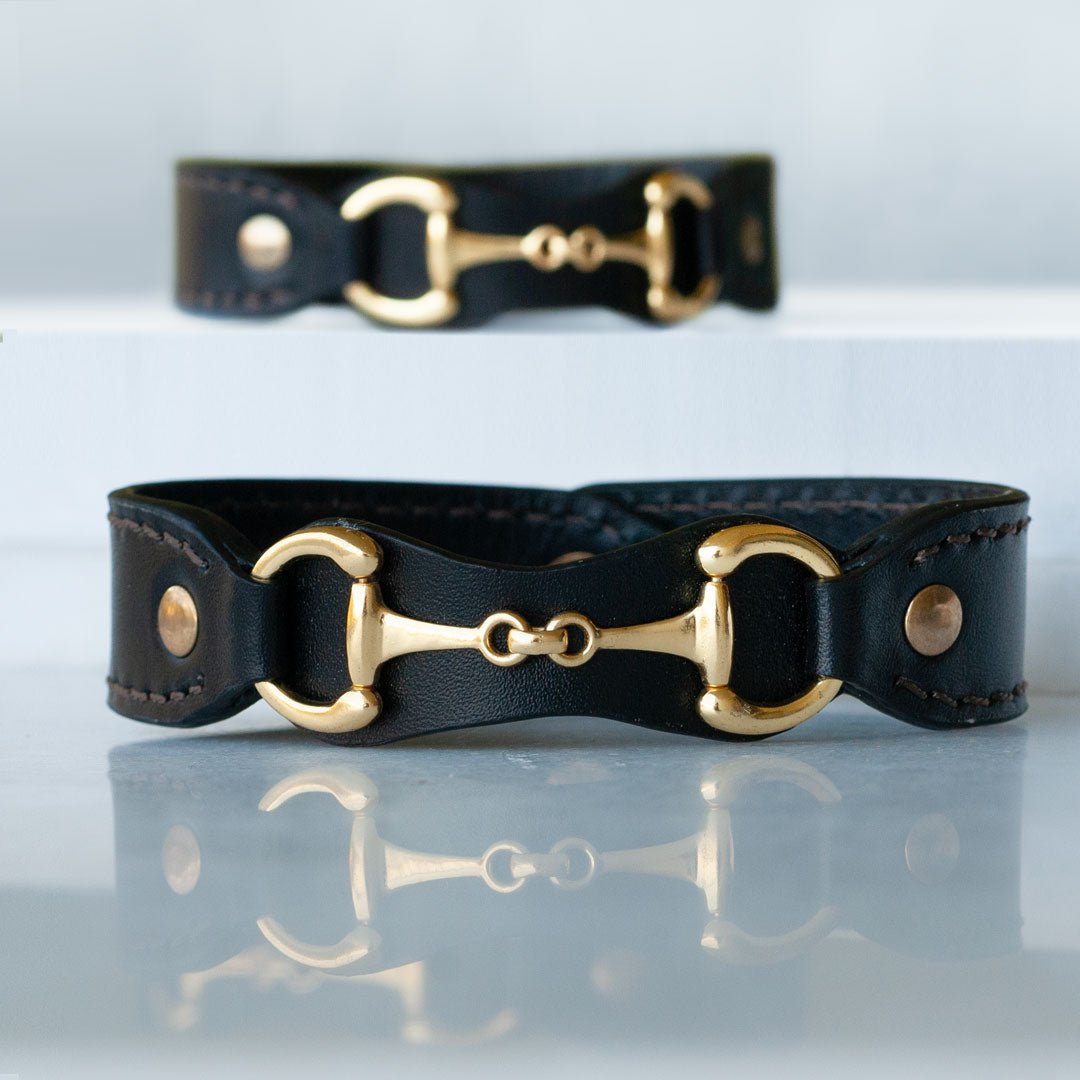 Urban Equestrian  Bronson - Equestrian Leather Horse Bit Bracelet in Gold