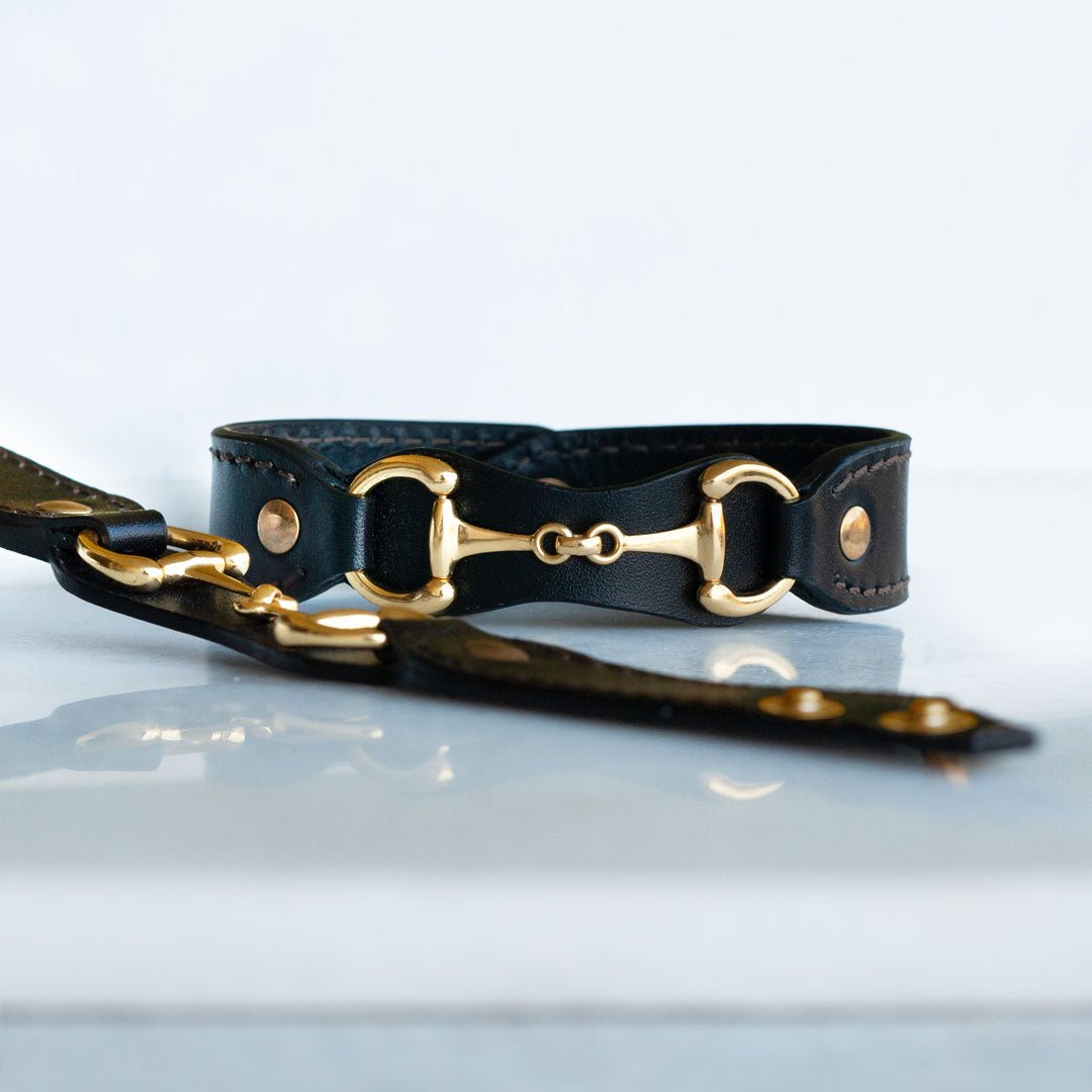 Urban Equestrian  Bronson - Equestrian Leather Horse Bit Bracelet in Gold