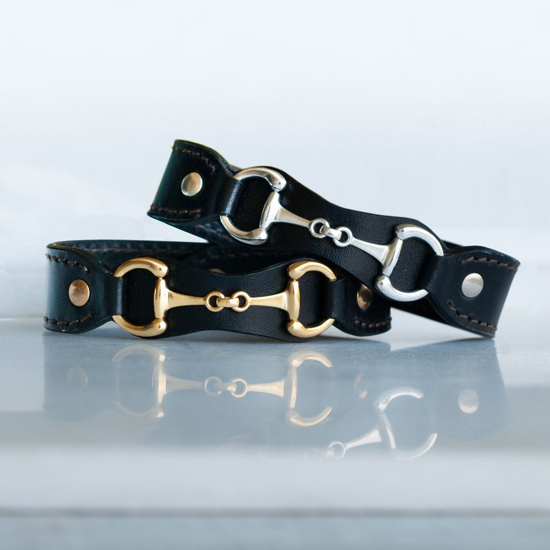 Urban Equestrian  Bronson - Equestrian Leather Horse Bit Bracelet in Gold