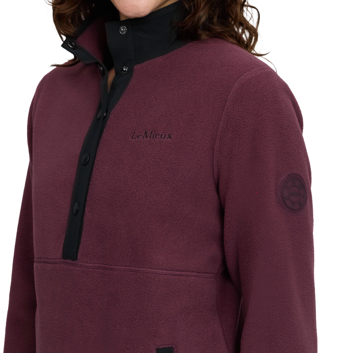 LeMieux Women's Piper Popper Fleece Pullover-Bramble--Logo View