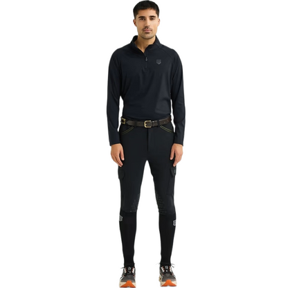 Maya Delorez Men's Cargo Half Seat Breeches-Black-Model Front View