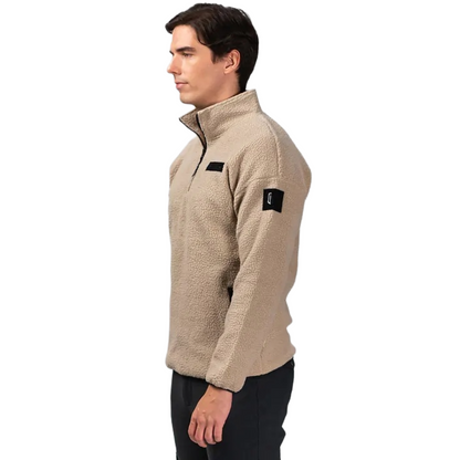 Maya Delorez Unisex Teddy Halfzip Sweater-Light Beige-Side View