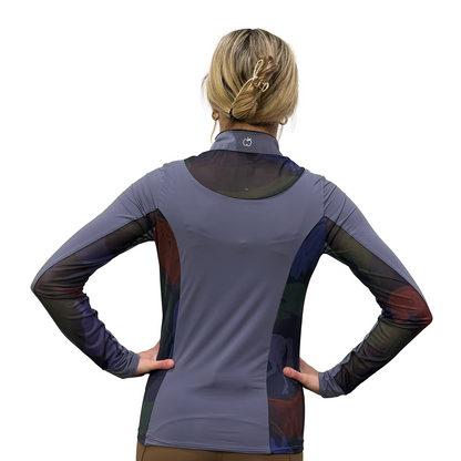 Dapplebay Women's Grace 1/4 Zip Long Sleeve Riding Top-dusk-back view