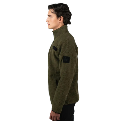 Maya Delorez Unisex Teddy Halfzip Sweater-Green-Side View