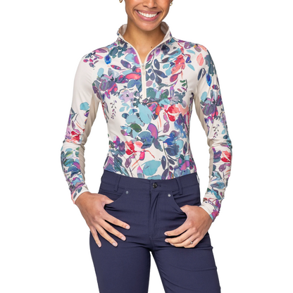 Kastel Long Sleeve Amethyst Watercolor Floral 1/4 Zip