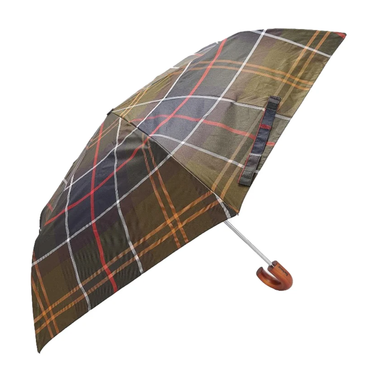 Barbour Tartan Mini Umbrella, classic, open view
