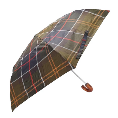 Barbour Tartan Mini Umbrella, classic, open view