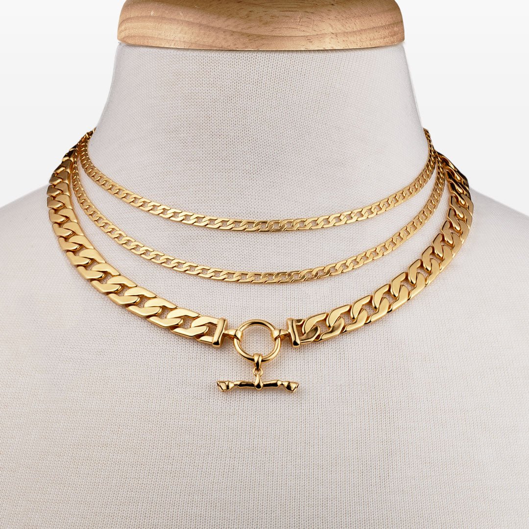 Urban Equestrian  Cadence Equestrian Bracelet - Wide Gold Curb Chain Cuff