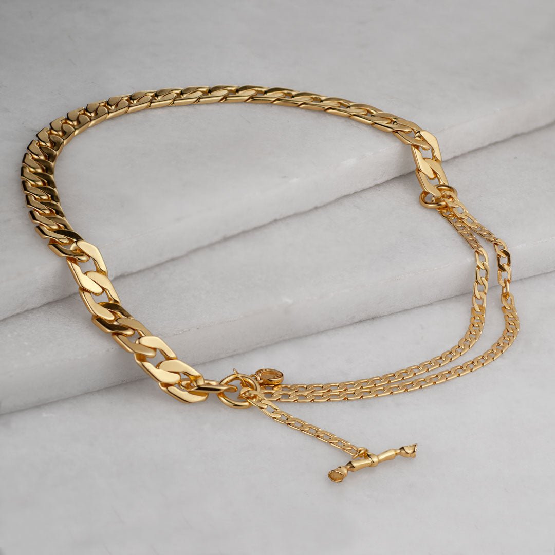 Urban Equestrian  Cadence Equestrian Bracelet - Wide Gold Curb Chain Cuff