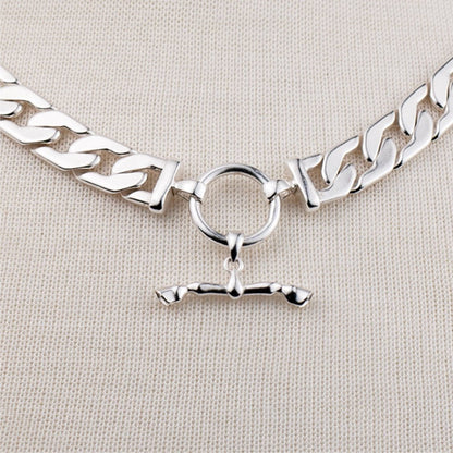 Cadence Equestrian Bracelet  - Wide Silver Curb Chain Cuff