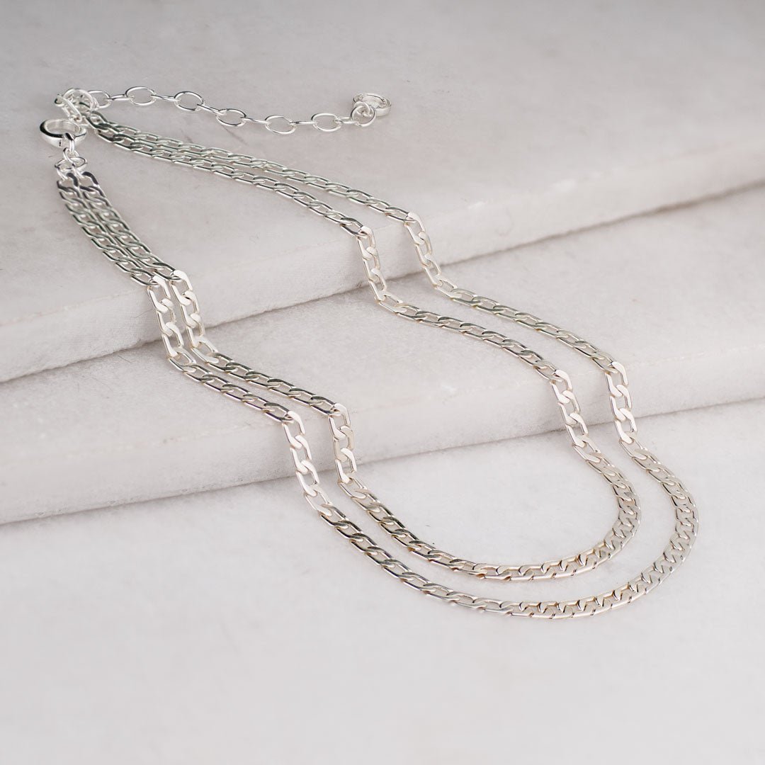 Cadence Equestrian Bracelet  - Wide Silver Curb Chain Cuff