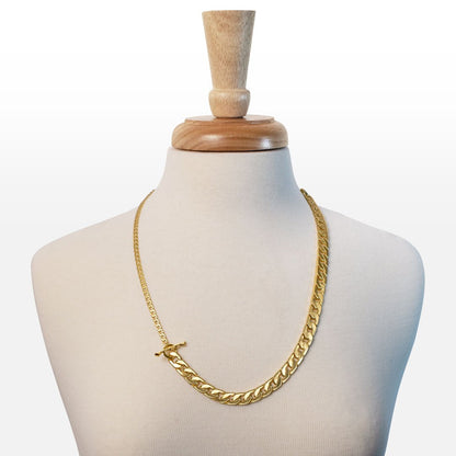 Urban Equestrian  Cadence - Equestrian Curb Chain T-Bar Necklace in Gold