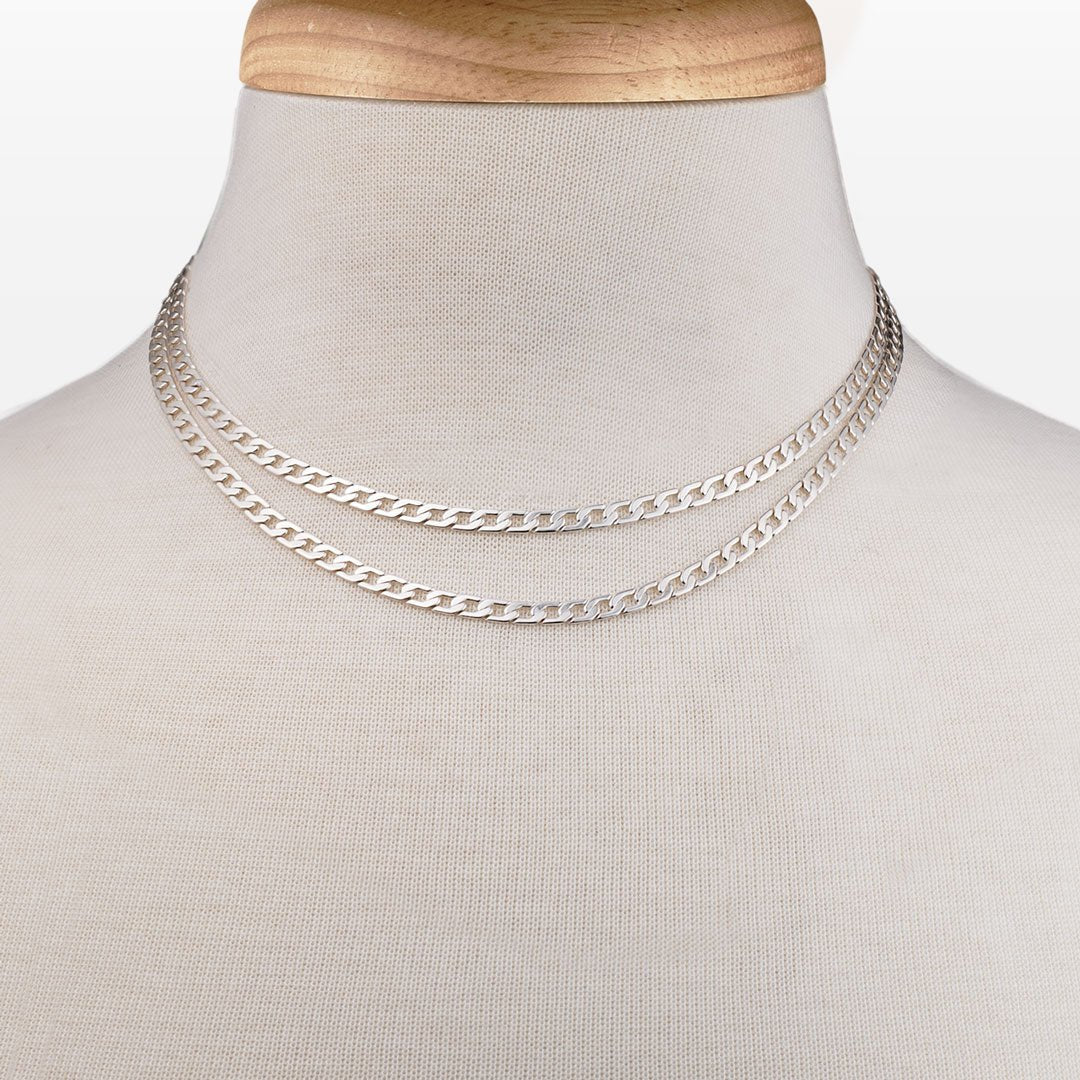 Urban Equestrian  Cadence - Equestrian Curb Chain T-Bar Necklace in Silver