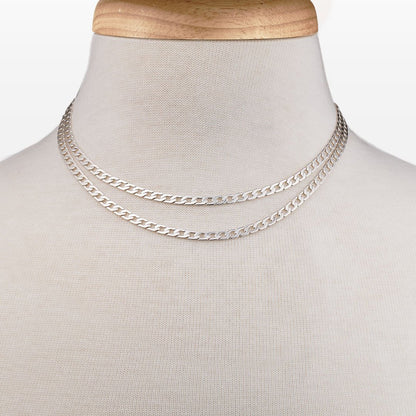 Urban Equestrian  Cadence - Equestrian Curb Chain T-Bar Necklace in Silver