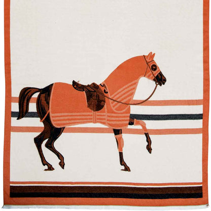 Urban Equestrian  Cali -  Tangerine Equestrian Motif Luxe Shawl
