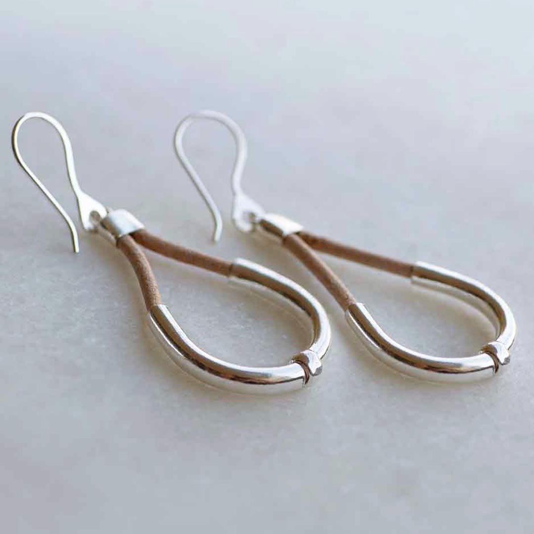Urban Equestrian  Calista - Sterling Silver Bosal Horseshoe Earring on Natural Leather