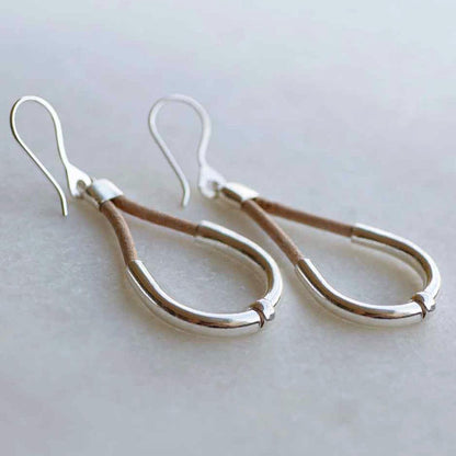 Urban Equestrian  Calista - Sterling Silver Bosal Horseshoe Earring on Natural Leather