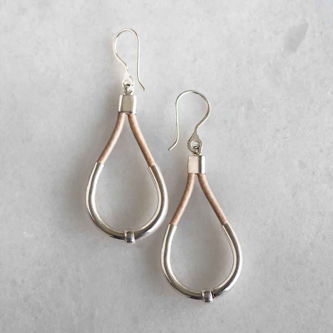 Urban Equestrian  Calista - Sterling Silver Bosal Horseshoe Earring on Natural Leather
