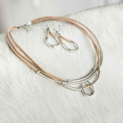Urban Equestrian  Calista - Sterling Silver Bosal Horseshoe Earring on Natural Leather