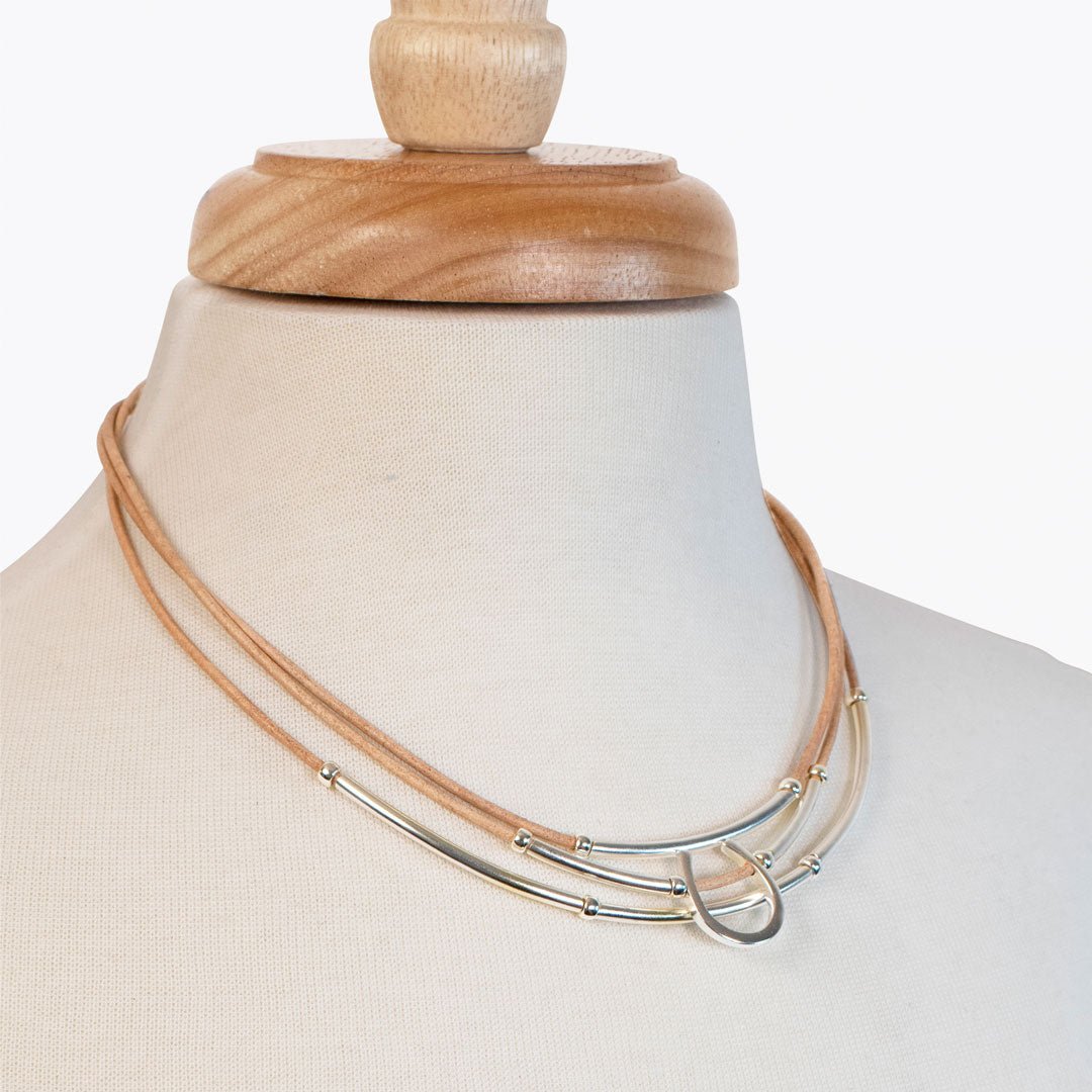 Urban Equestrian  Calista - Equestrian Horseshoe Necklace on Natural Leather
