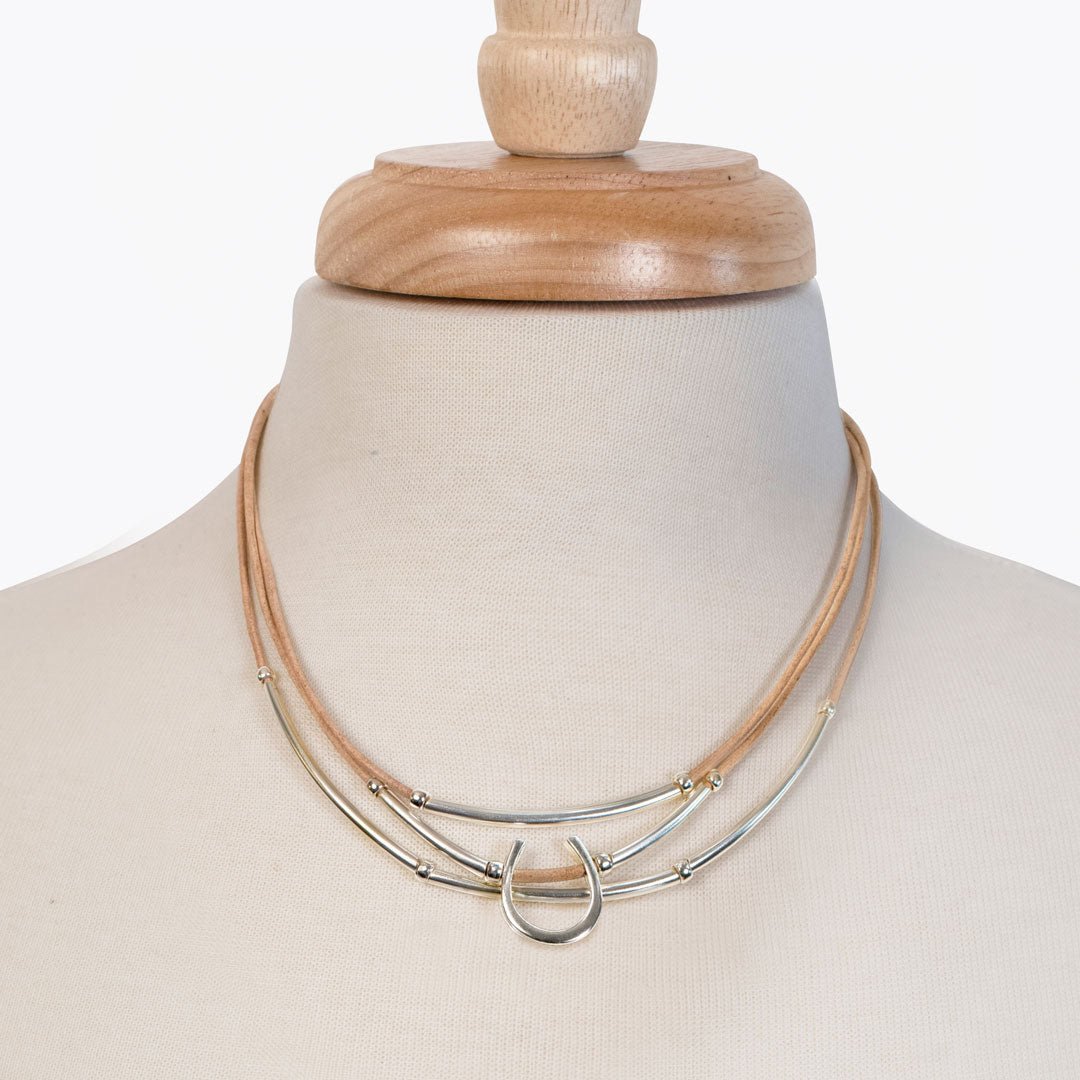Urban Equestrian  Calista - Equestrian Horseshoe Necklace on Natural Leather