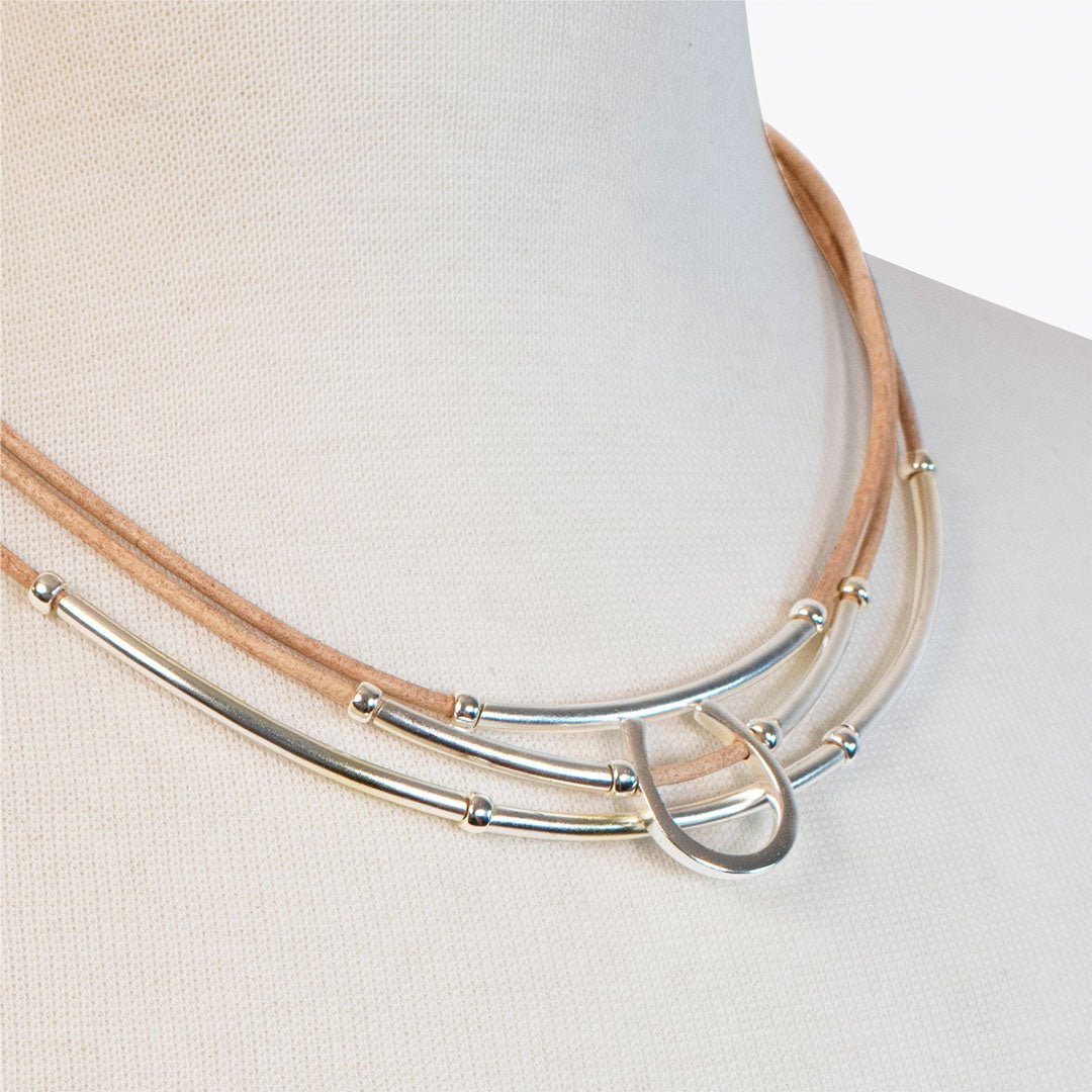 Urban Equestrian  Calista - Equestrian Horseshoe Necklace on Natural Leather