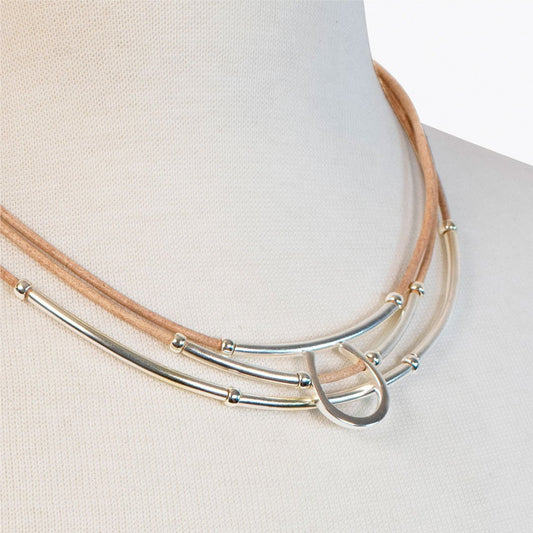 Urban Equestrian  Calista - Equestrian Horseshoe Necklace on Natural Leather