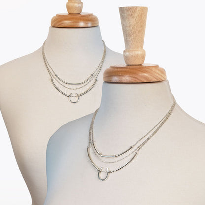 Urban Equestrian  Calista - Sterling Silver Bosal Horseshoe Earring on Beaded Chain