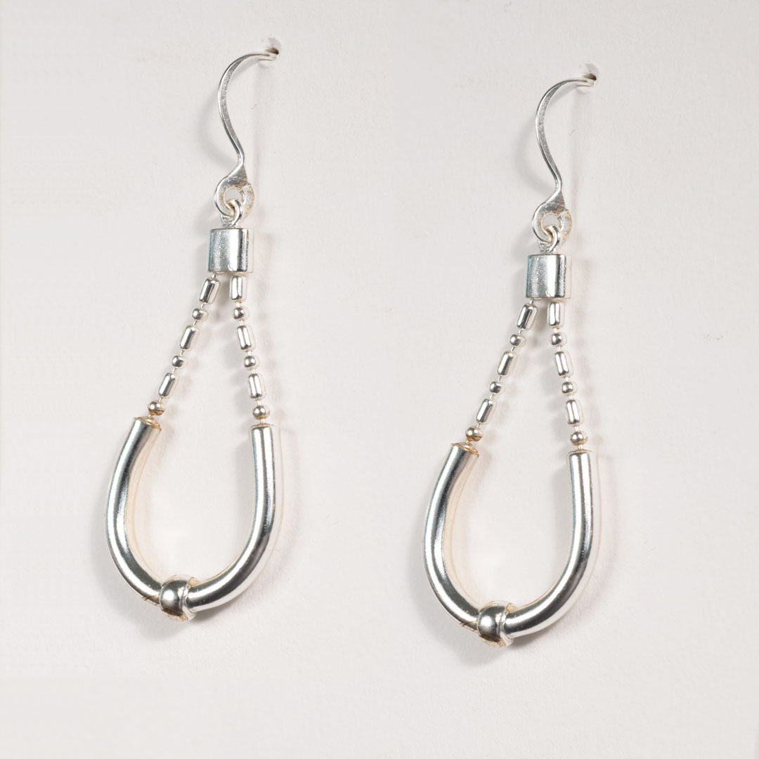 Urban Equestrian  Calista - Sterling Silver Bosal Horseshoe Earring on Beaded Chain