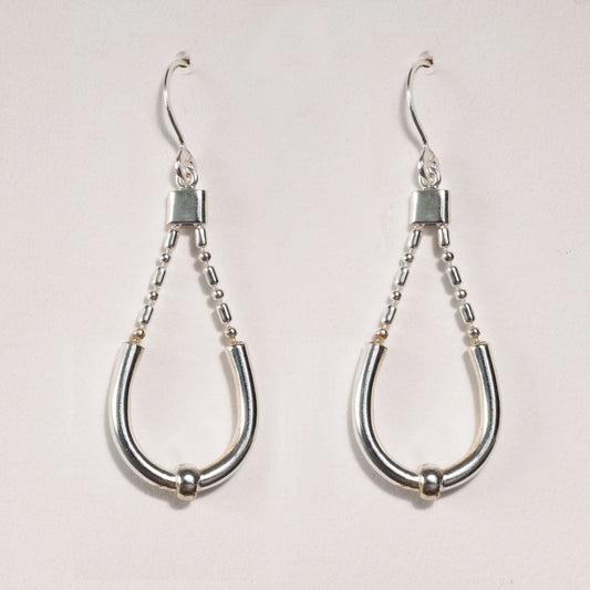 Urban Equestrian  Calista - Sterling Silver Bosal Horseshoe Earring on Beaded Chain