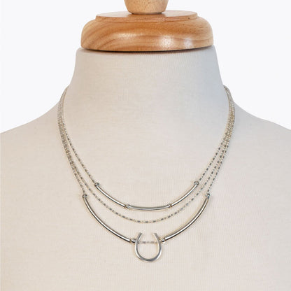 Urban Equestrian  Calista - Sterling Silver Bosal Horseshoe Earring on Beaded Chain