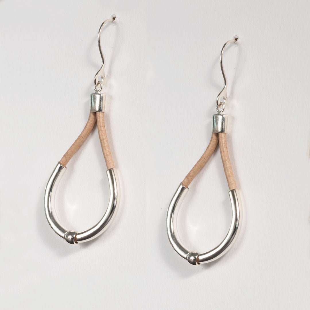 Urban Equestrian  Calista - Sterling Silver Bosal Horseshoe Earring on Natural Leather