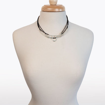 Calista - Equestrian Horseshoe Necklace on Black Leather