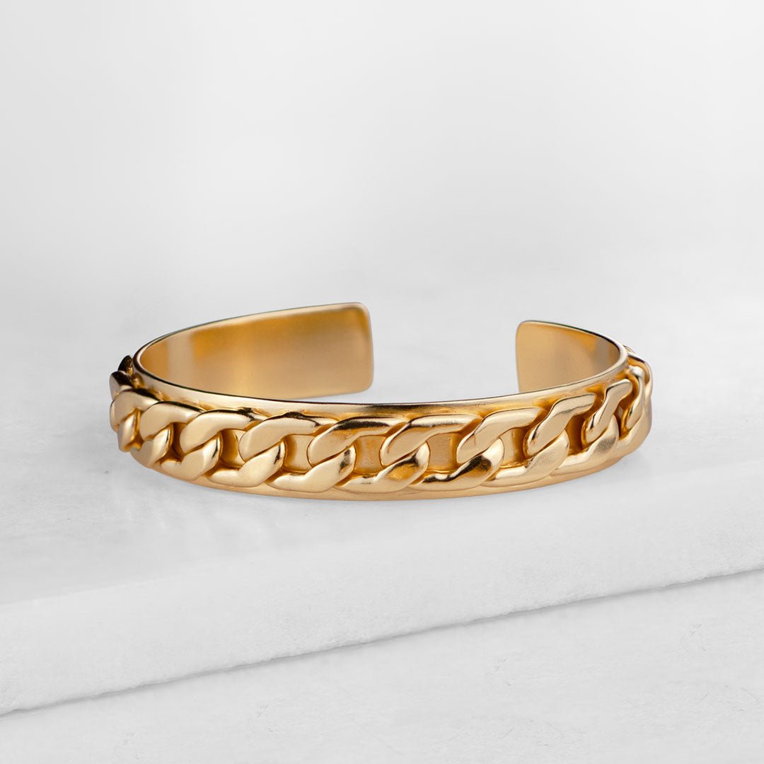 Urban Equestrian  Cadence Equestrian Bracelet - Wide Gold Curb Chain Cuff
