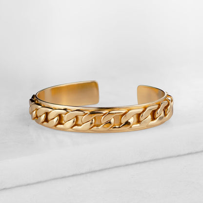 Urban Equestrian  Cadence Equestrian Bracelet - Wide Gold Curb Chain Cuff