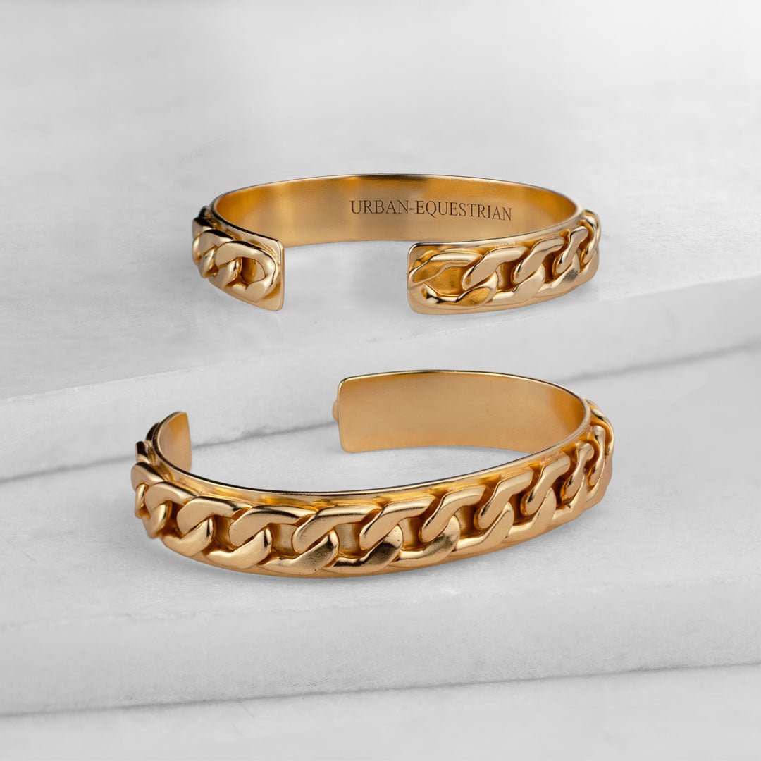 Urban Equestrian  Cadence Equestrian Bracelet - Wide Gold Curb Chain Cuff