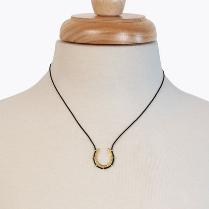 Urban Equestrian  Canteen - Equestrian Horseshoe Necklace in Black & Gold