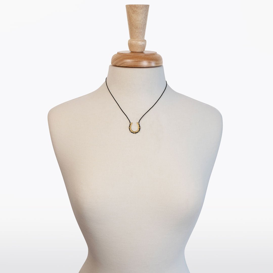 Urban Equestrian  Canteen - Equestrian Horseshoe Necklace in Black & Gold