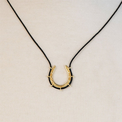 Urban Equestrian  Canteen - Equestrian Horseshoe Necklace in Black & Gold