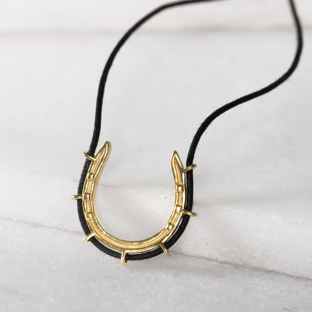 Urban Equestrian  Canteen - Equestrian Horseshoe Necklace in Black & Gold
