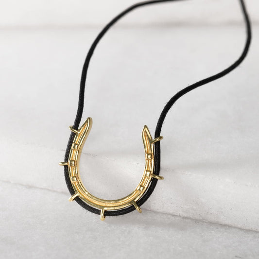 Urban Equestrian  Canteen - Equestrian Horseshoe Necklace in Black & Gold