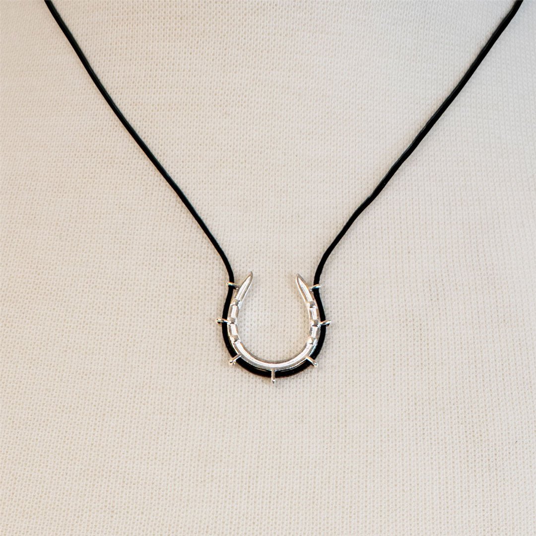 Urban Equestrian  Canteen - Equestrian Horseshoe Necklace in Black & Silver