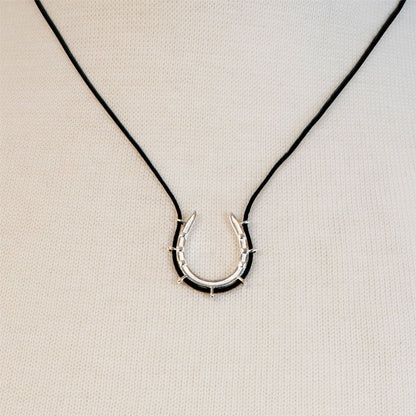 Urban Equestrian  Canteen - Equestrian Horseshoe Necklace in Black & Silver