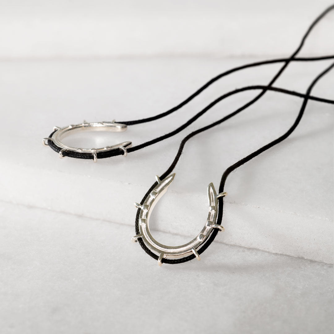 Urban Equestrian  Canteen - Equestrian Horseshoe Necklace in Black & Silver