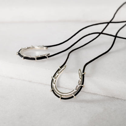 Urban Equestrian  Canteen - Equestrian Horseshoe Necklace in Black & Silver